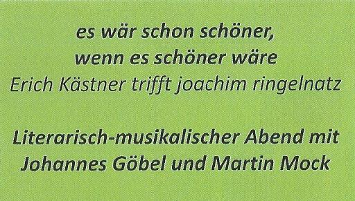 Erich Kästner trifft Joachim Ringelnatz